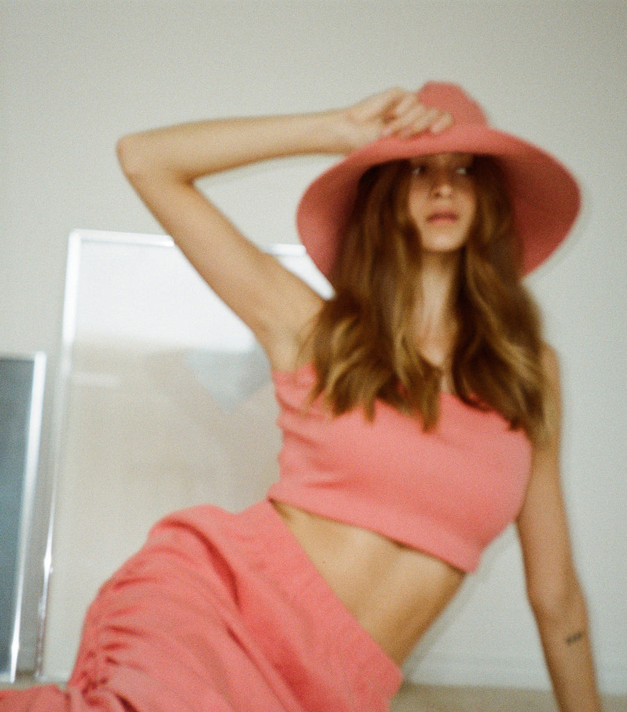 Petra Ruched Skirt - Coral Pink